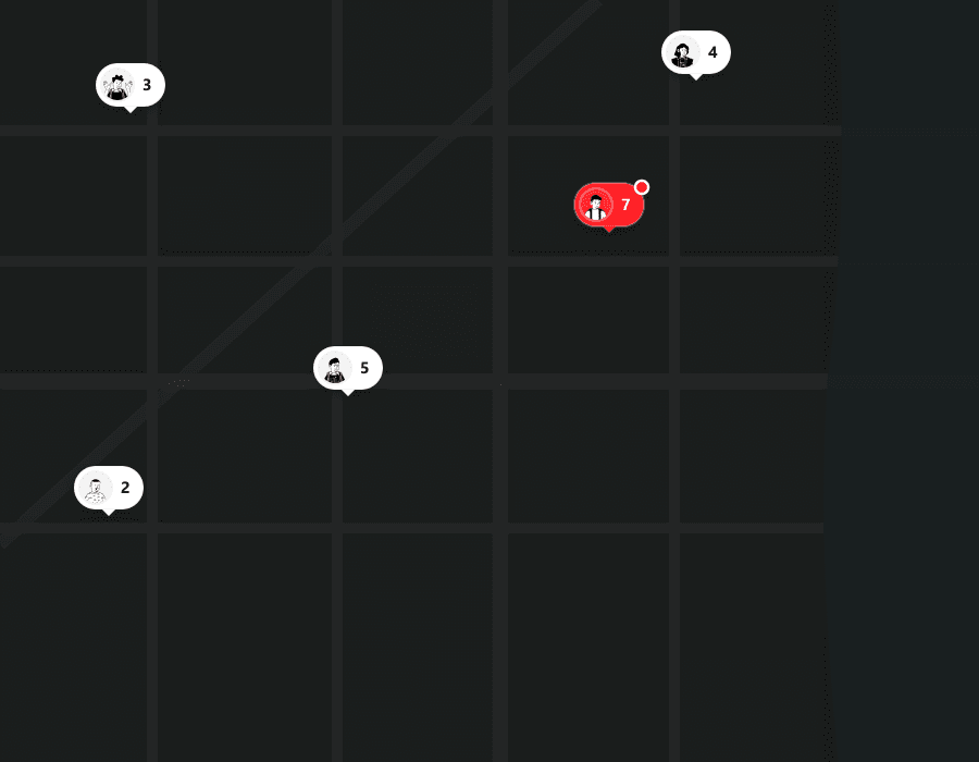 Explore map showing nearby meetups with attendee counts